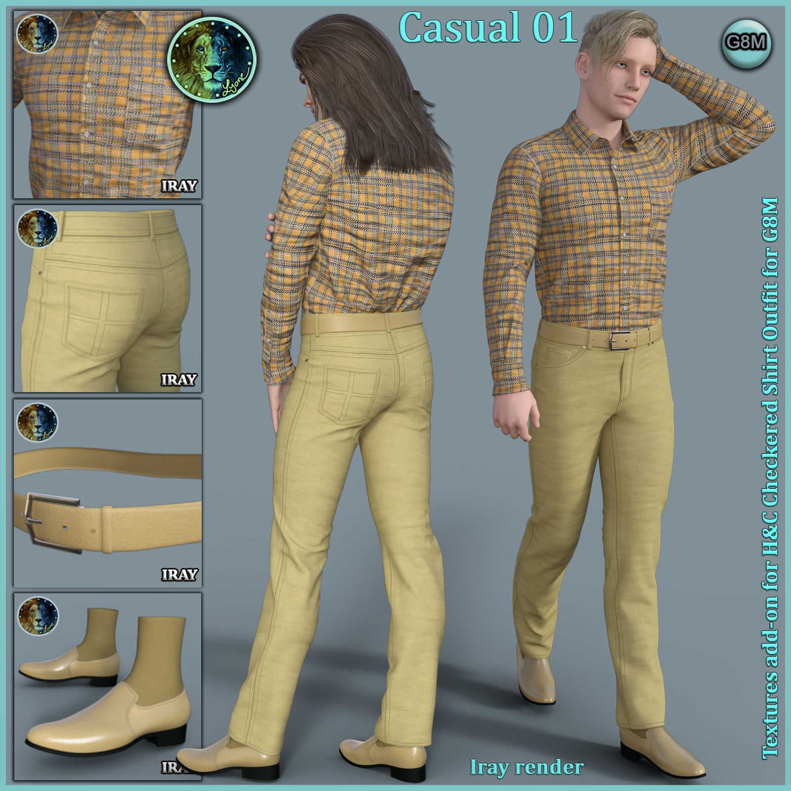 Casual 01 for H and C Checkered Shirt Outfit for G8M by N/A