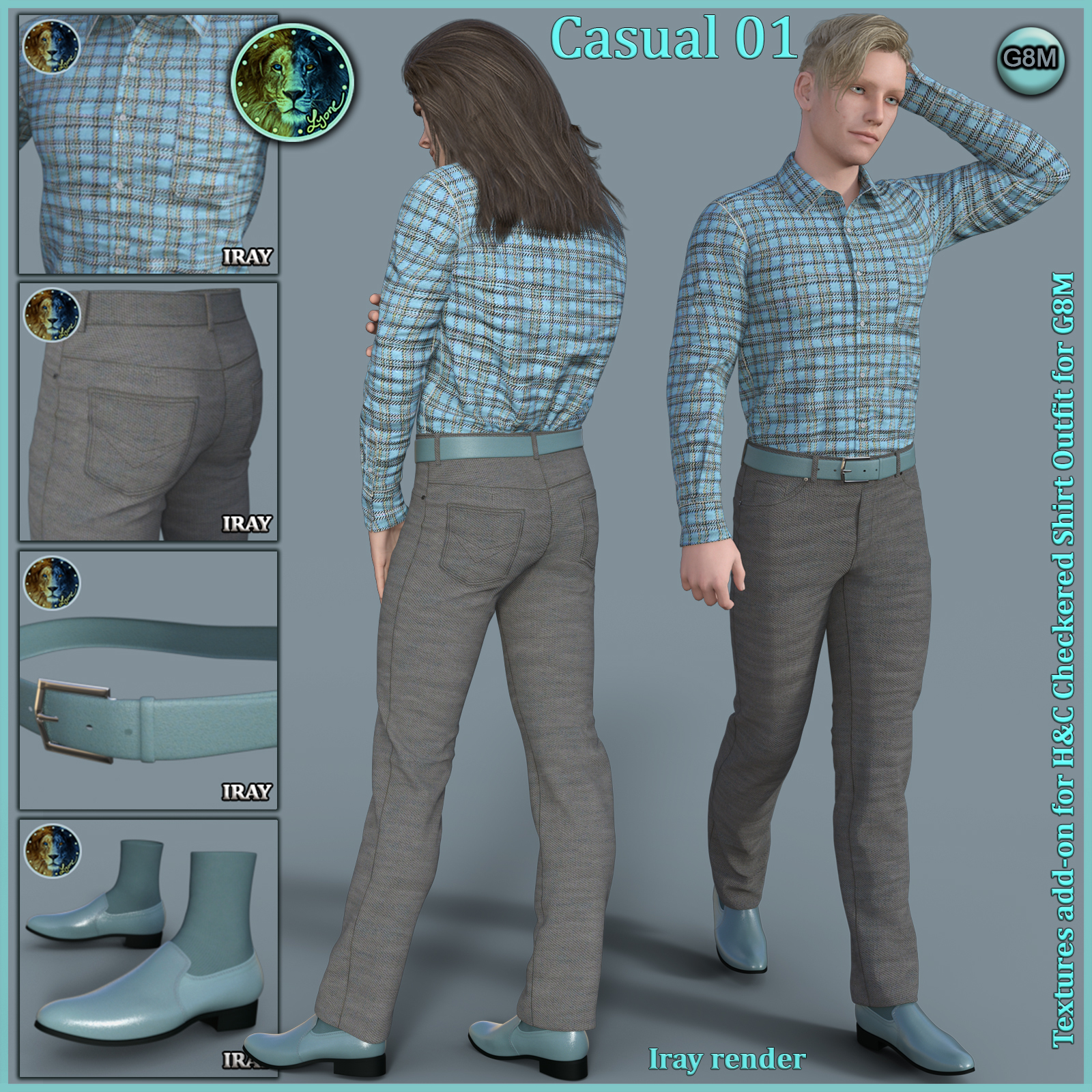 Casual 01 for H and C Checkered Shirt Outfit for G8M by N/A