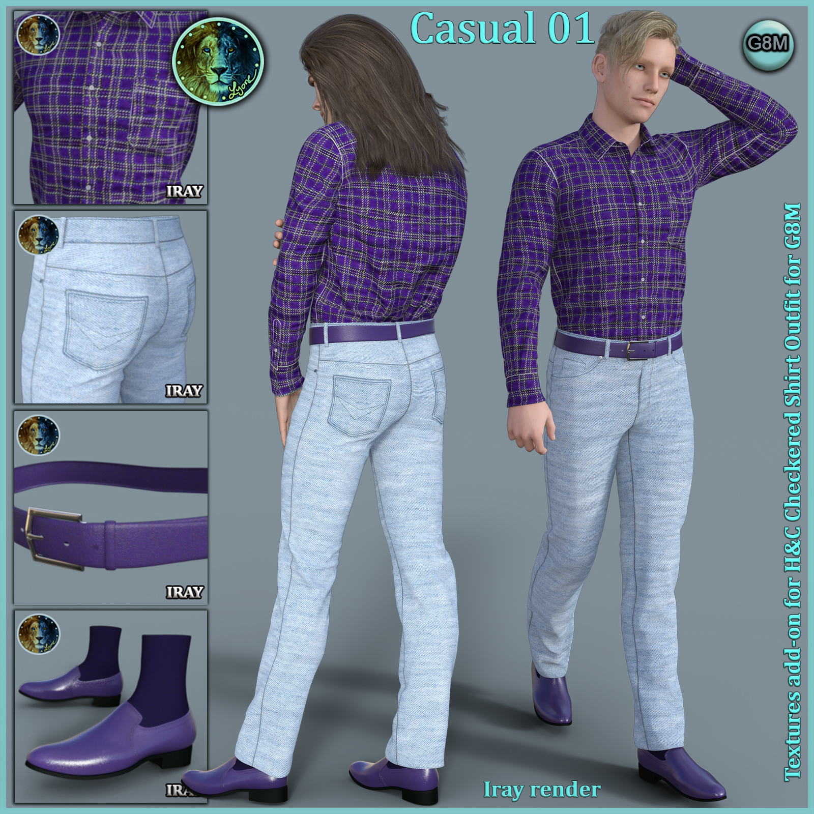 Casual 01 for H and C Checkered Shirt Outfit for G8M by N/A