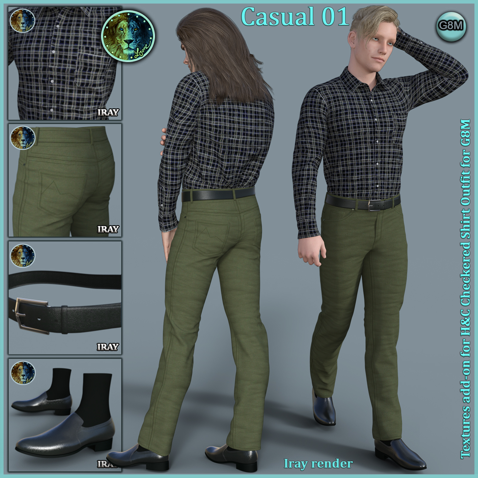Casual 01 for H and C Checkered Shirt Outfit for G8M by N/A