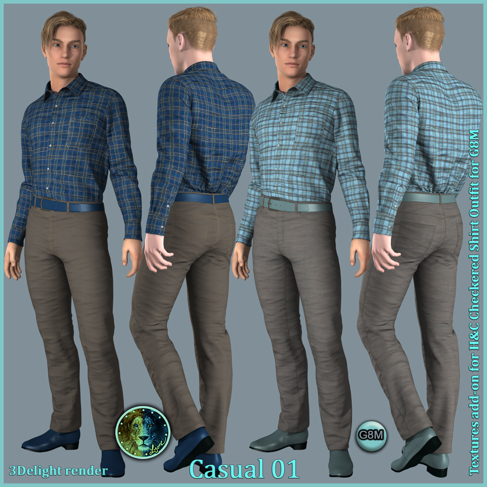 Casual 01 for H and C Checkered Shirt Outfit for G8M by N/A