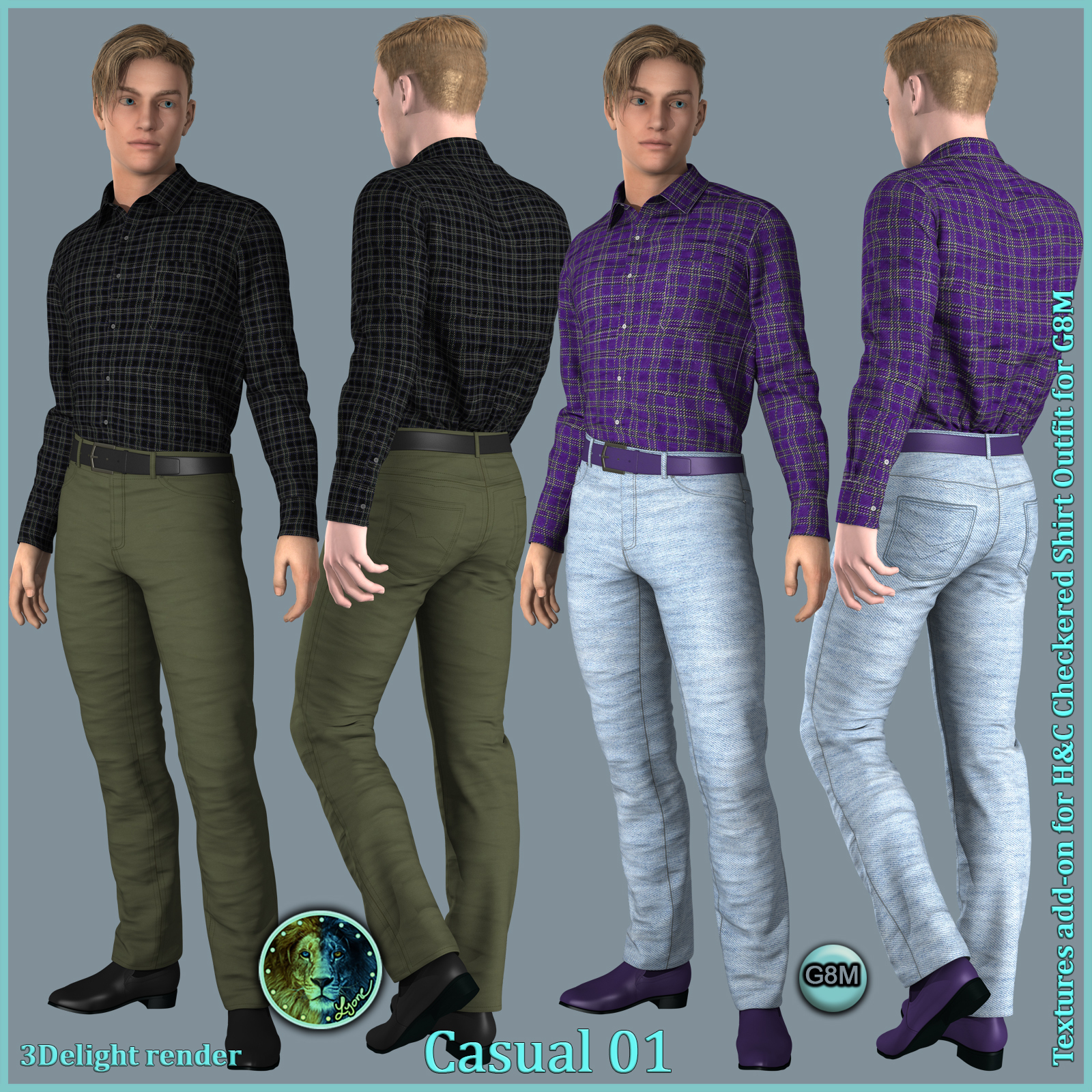 Casual 01 for H and C Checkered Shirt Outfit for G8M by N/A