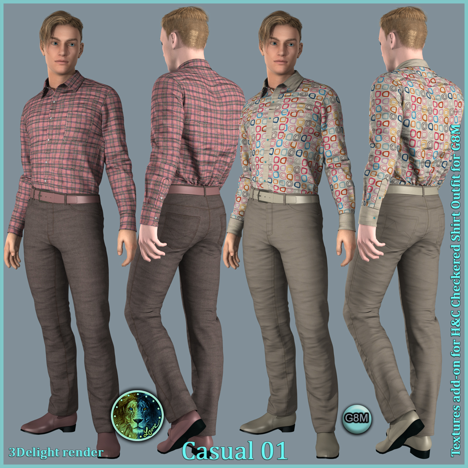 Casual 01 for H and C Checkered Shirt Outfit for G8M by N/A