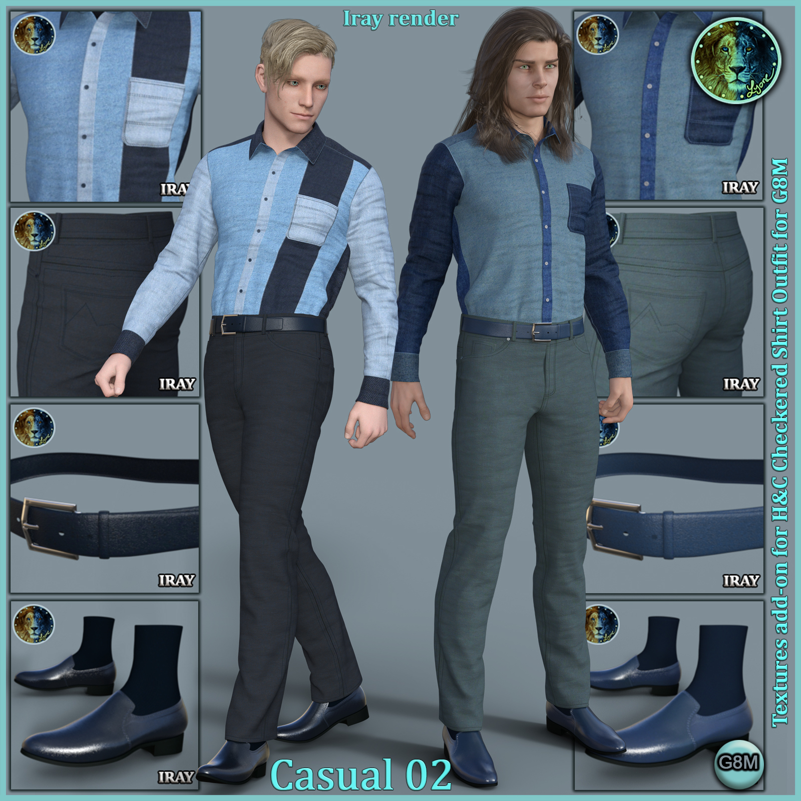 Casual 02 for H and C Checkered Shirt Outfit for G8M by N/A