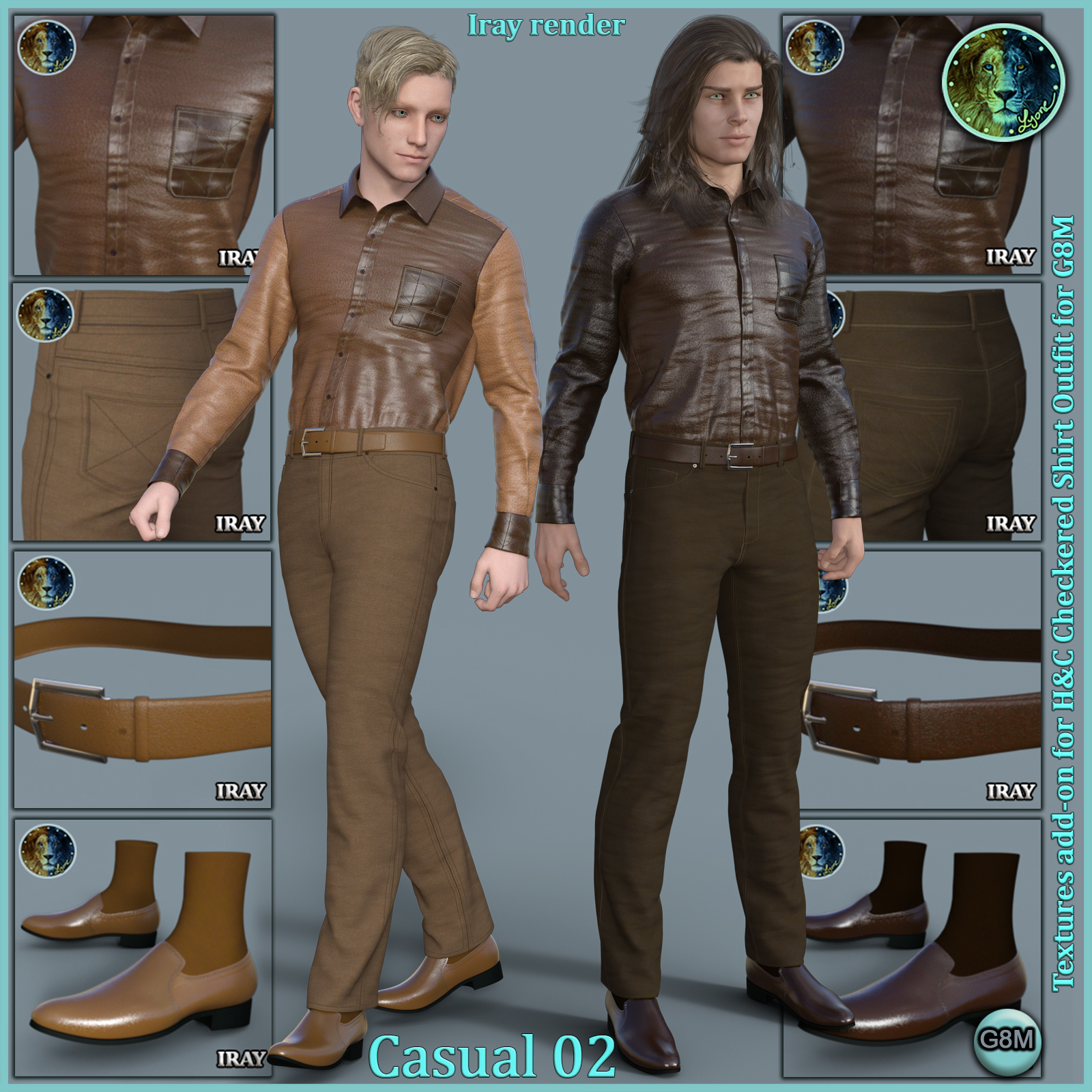 Casual 02 for H and C Checkered Shirt Outfit for G8M by N/A