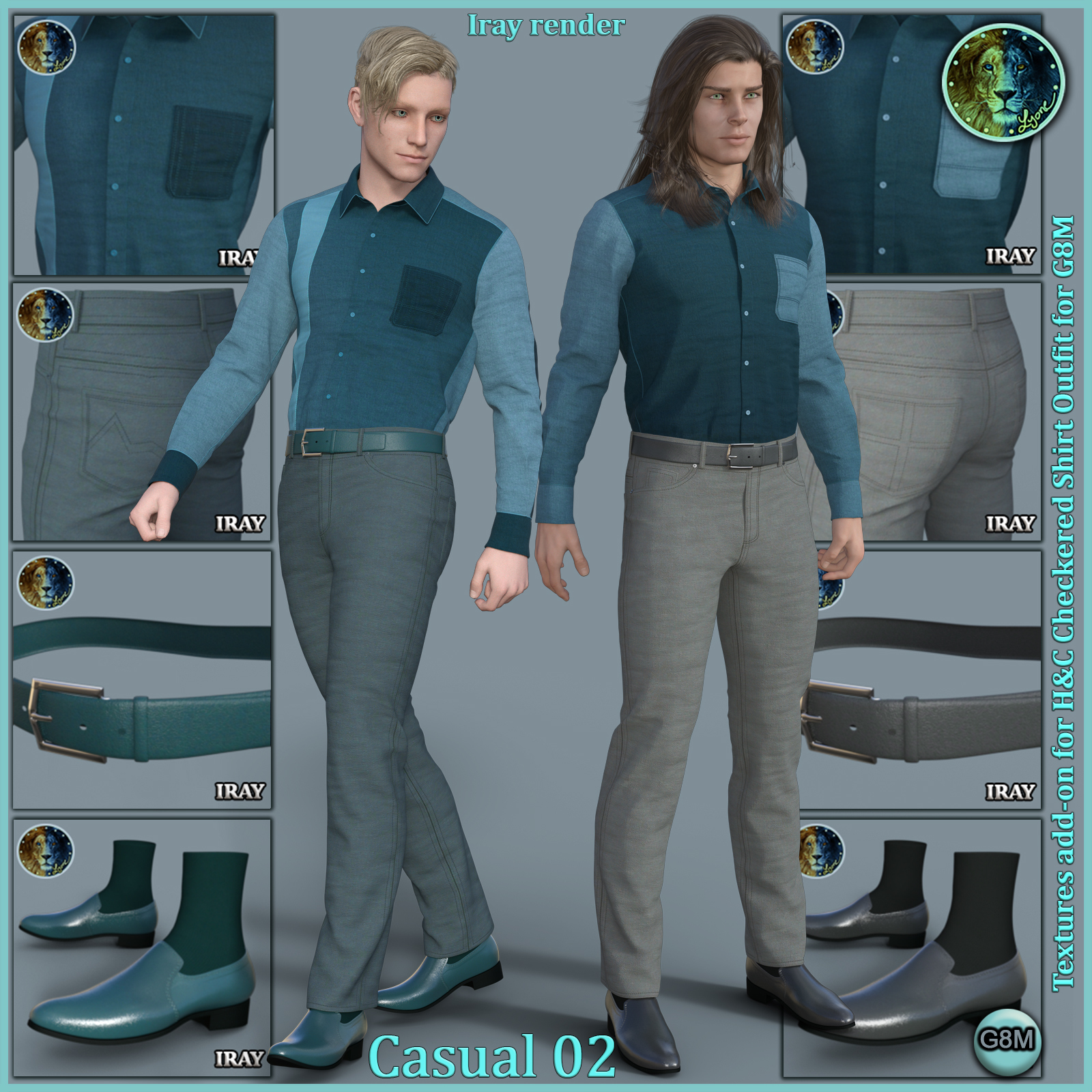 Casual 02 for H and C Checkered Shirt Outfit for G8M by N/A