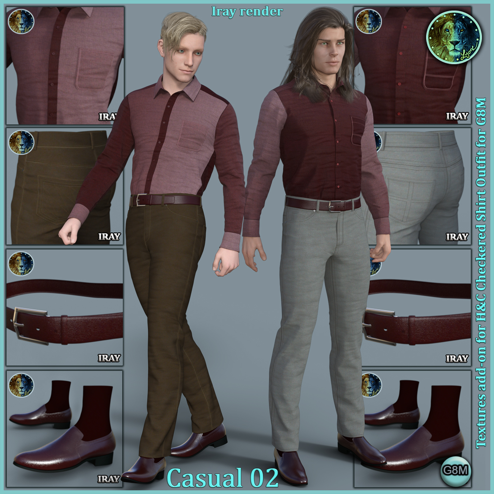 Casual 02 for H and C Checkered Shirt Outfit for G8M by N/A