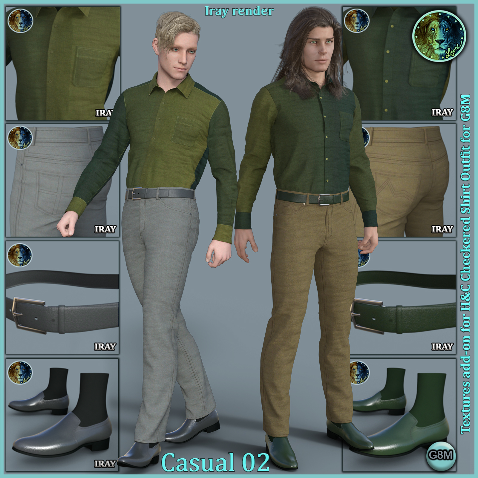 Casual 02 for H and C Checkered Shirt Outfit for G8M by N/A