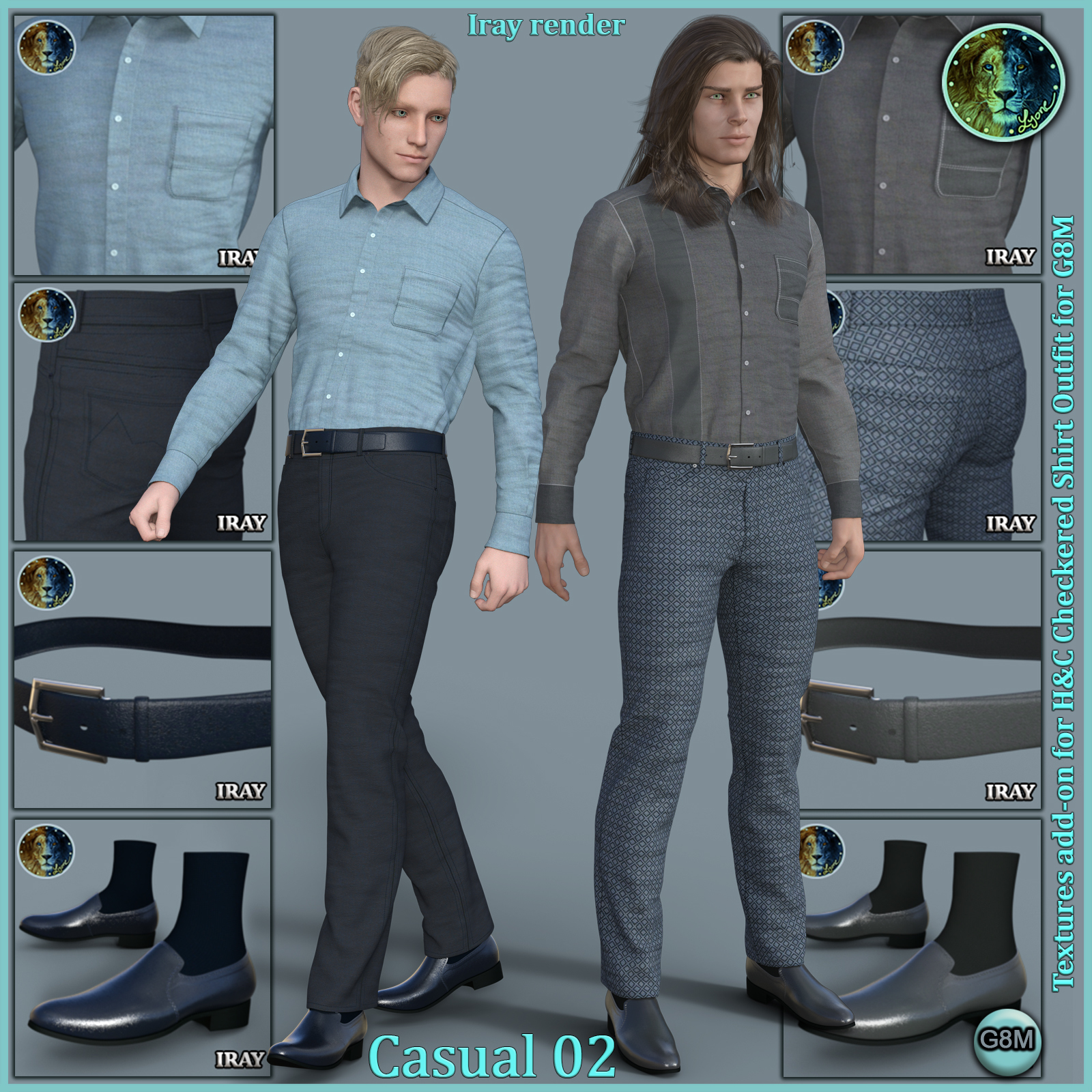 Casual 02 for H and C Checkered Shirt Outfit for G8M by N/A