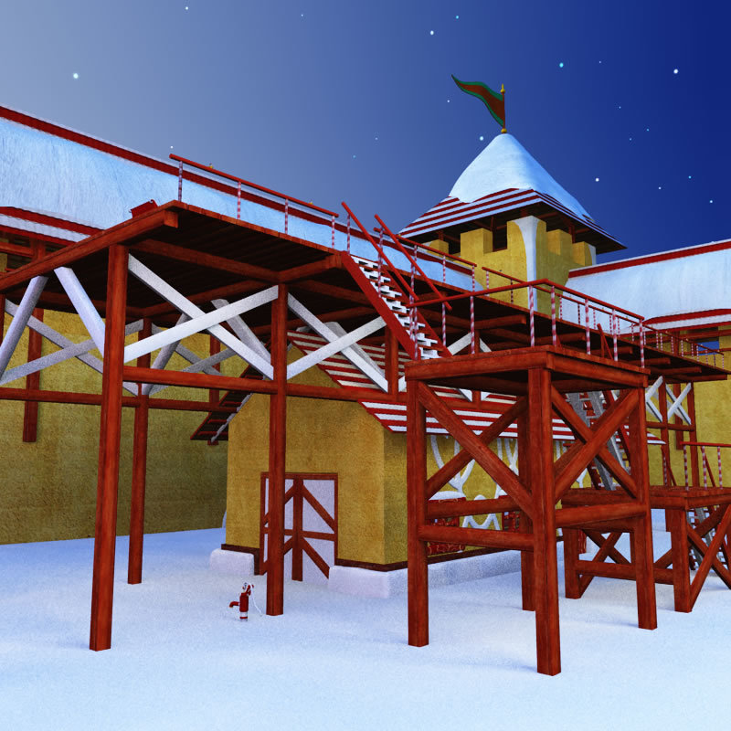 Santa Sleigh Garage and Launch Pad  for Poser by N/A