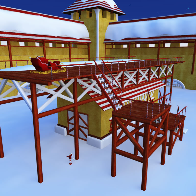 Santa Sleigh Garage and Launch Pad  for Poser by N/A