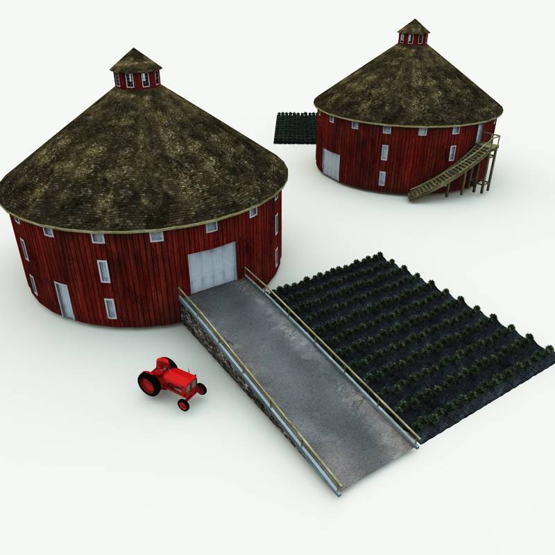 Round Barn and Antique Tractor for Vue by N/A