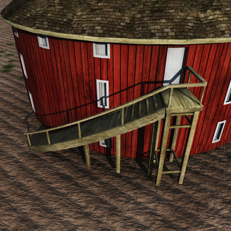 Round Barn and Antique Tractor for Shade by N/A