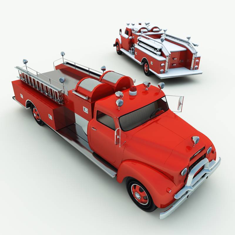 1950s Vintage Fire Truck for Poser by N/A
