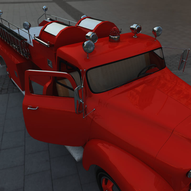 1950s Vintage Fire Truck for Poser by N/A