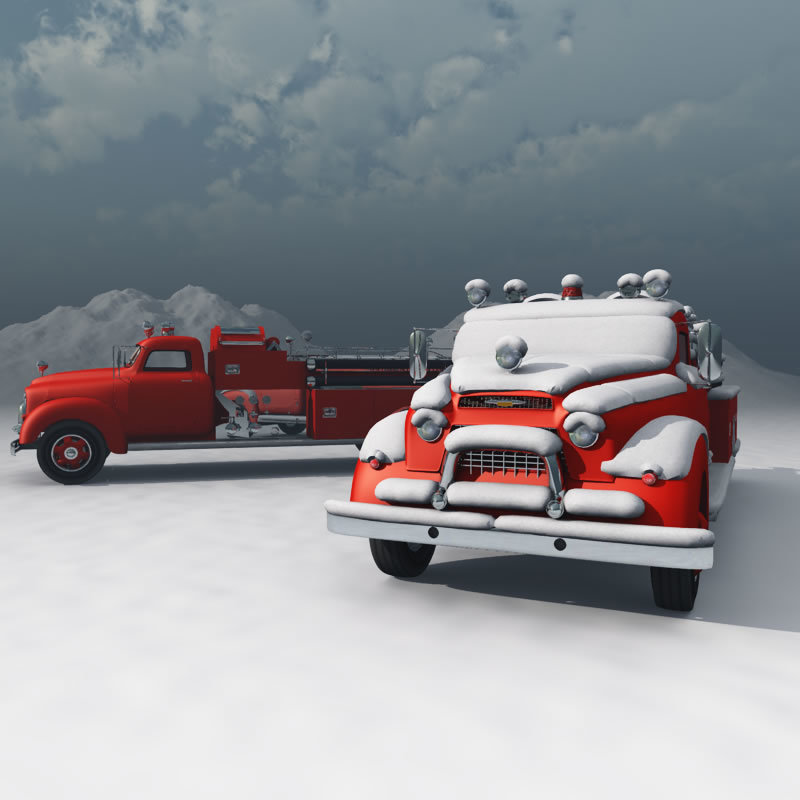 1950s Vintage Fire Truck for Poser by N/A