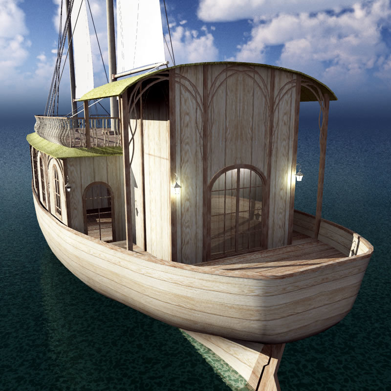 Elven House Ship for Shade 3D by N/A