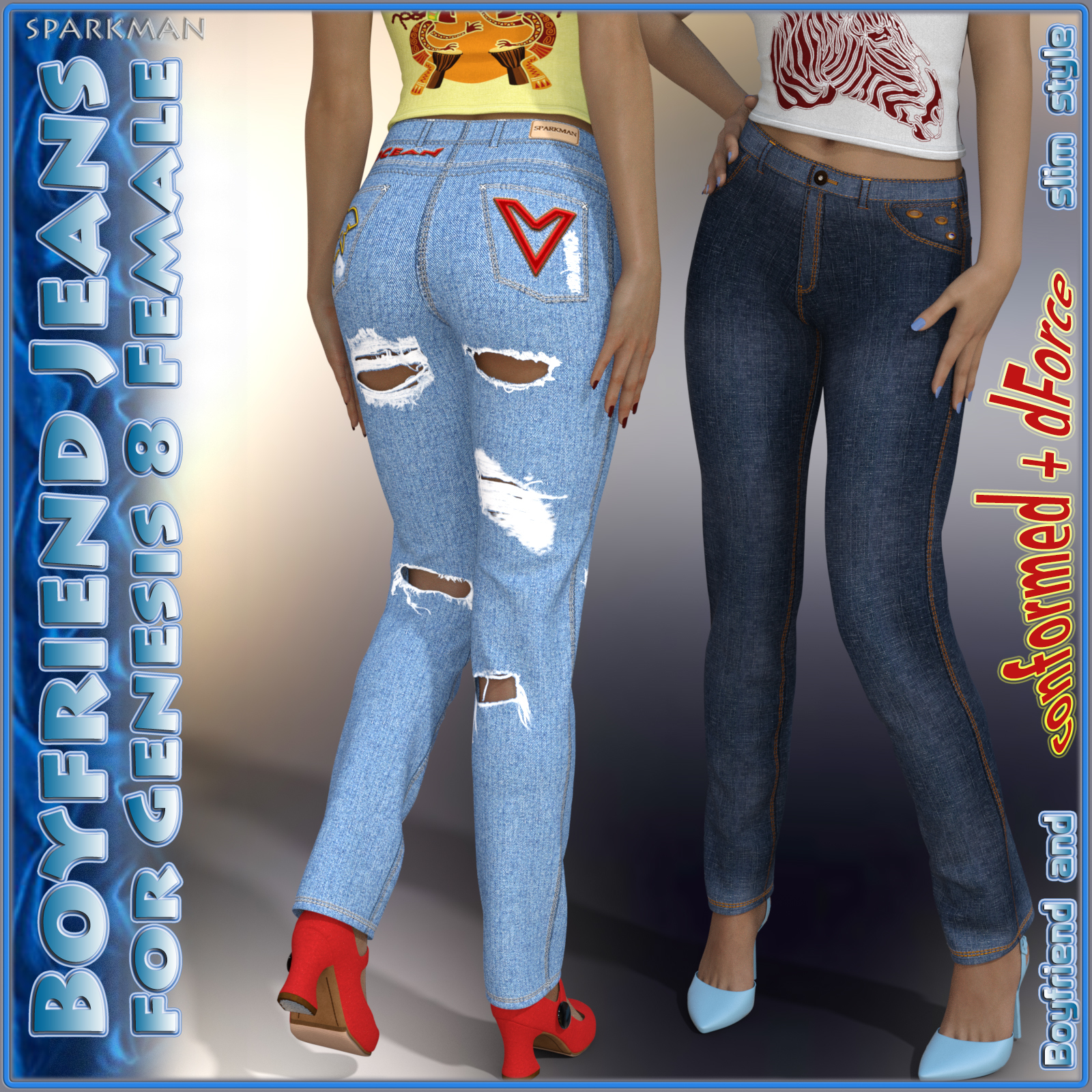 dForce Boyfriend Jeans for Genesis 8 Female by N/A