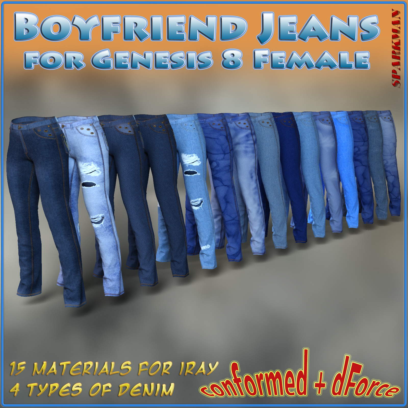 dForce Boyfriend Jeans for Genesis 8 Female by N/A