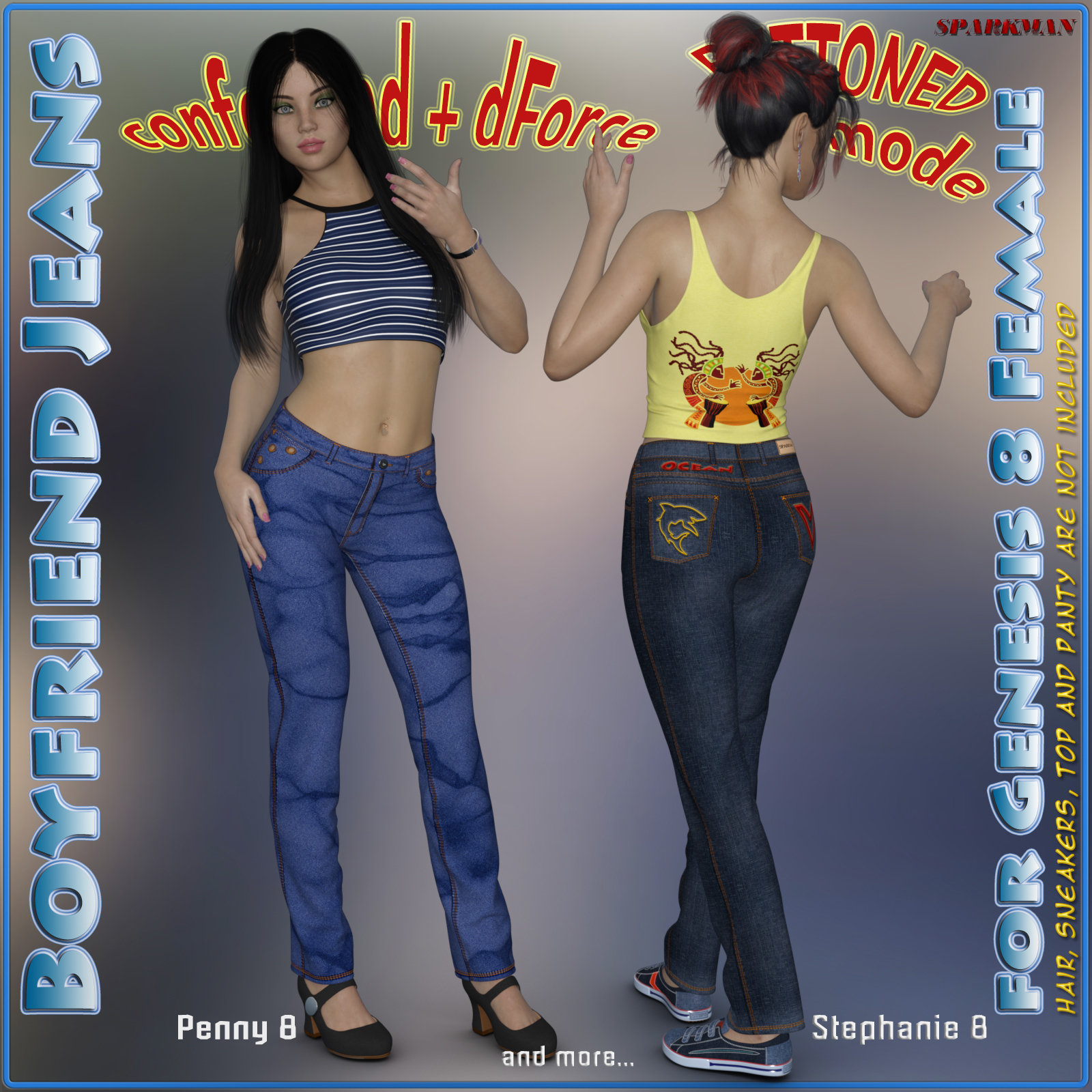 dForce Boyfriend Jeans for Genesis 8 Female by N/A