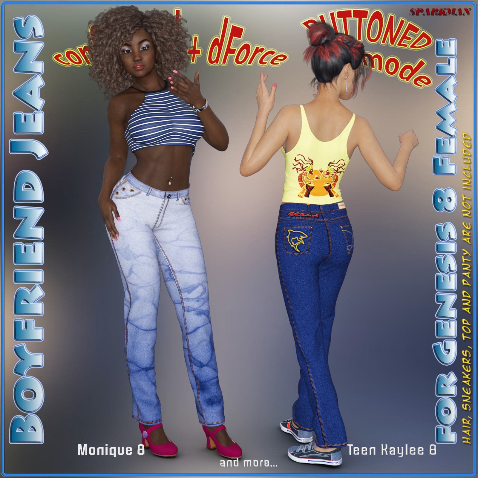 dForce Boyfriend Jeans for Genesis 8 Female by N/A