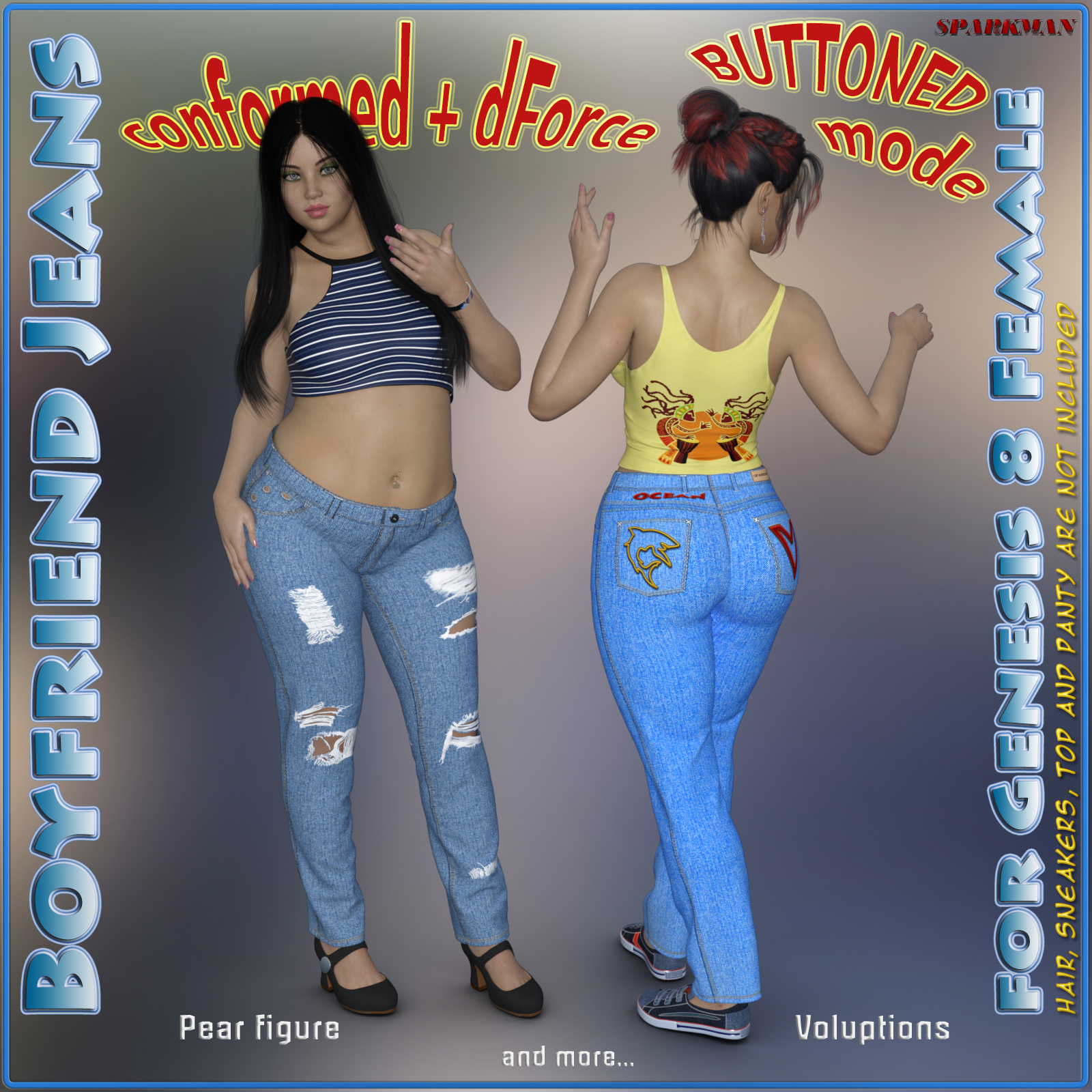 dForce Boyfriend Jeans for Genesis 8 Female by N/A