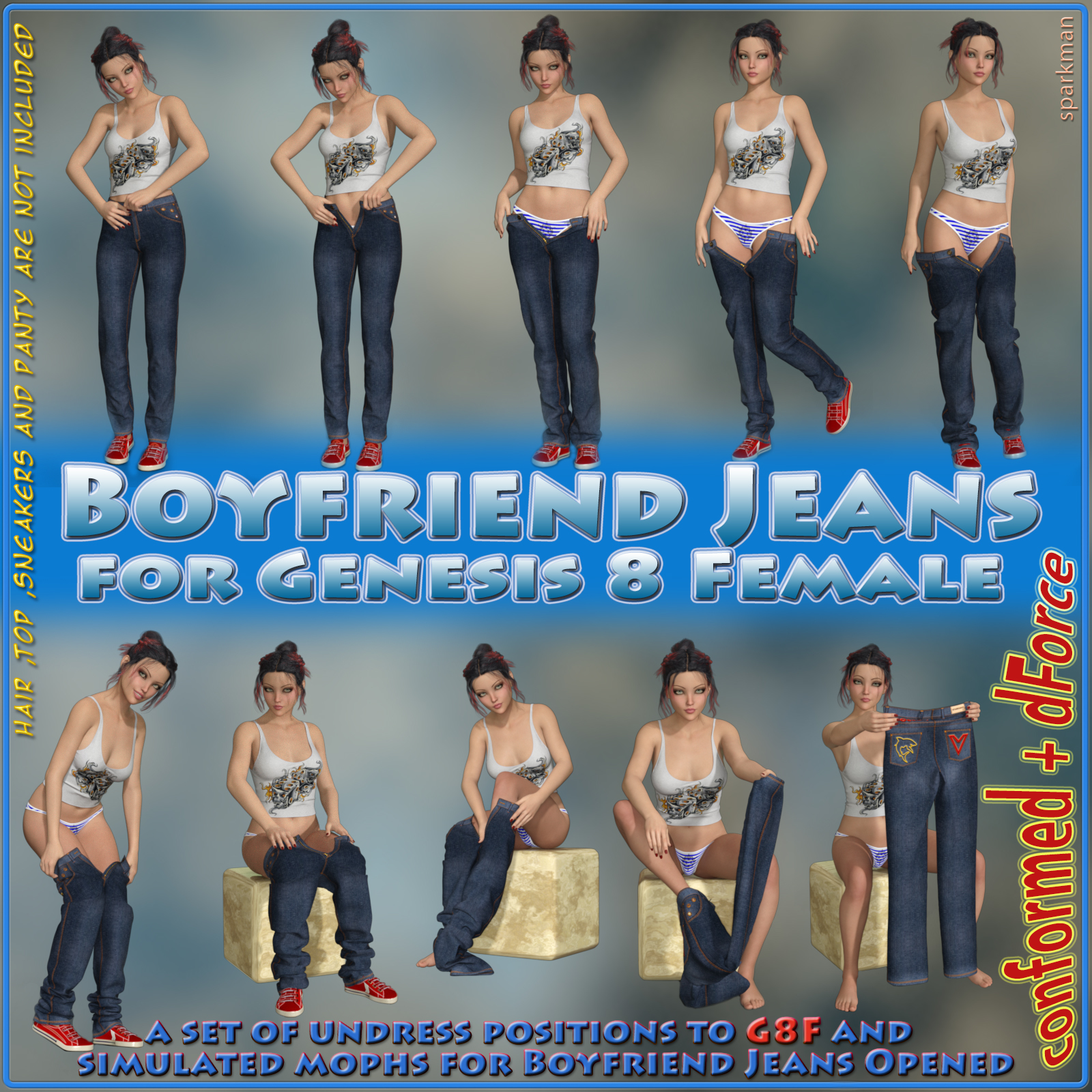dForce Boyfriend Jeans for Genesis 8 Female by N/A