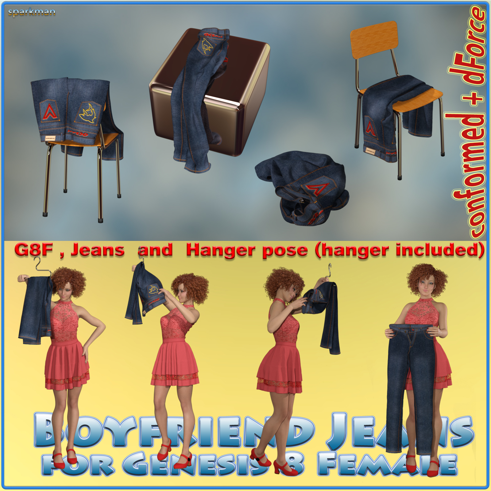 dForce Boyfriend Jeans for Genesis 8 Female by N/A