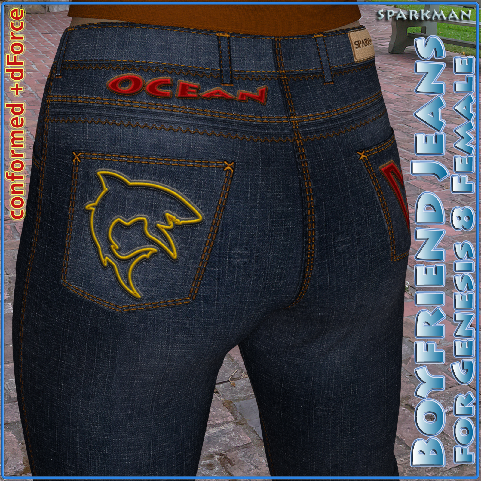 dForce Boyfriend Jeans for Genesis 8 Female by N/A