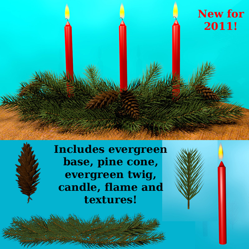 2011 Holiday Collection Evergreen Candle Arrangement by N/A