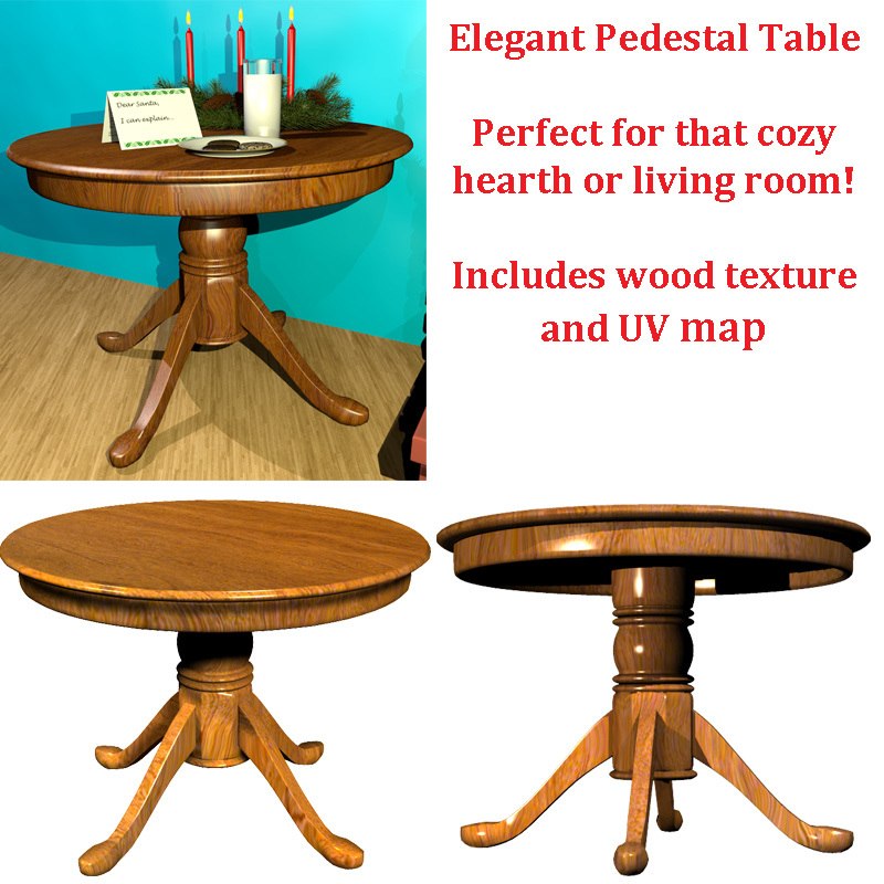 Pedestal Table with wood texture by N/A