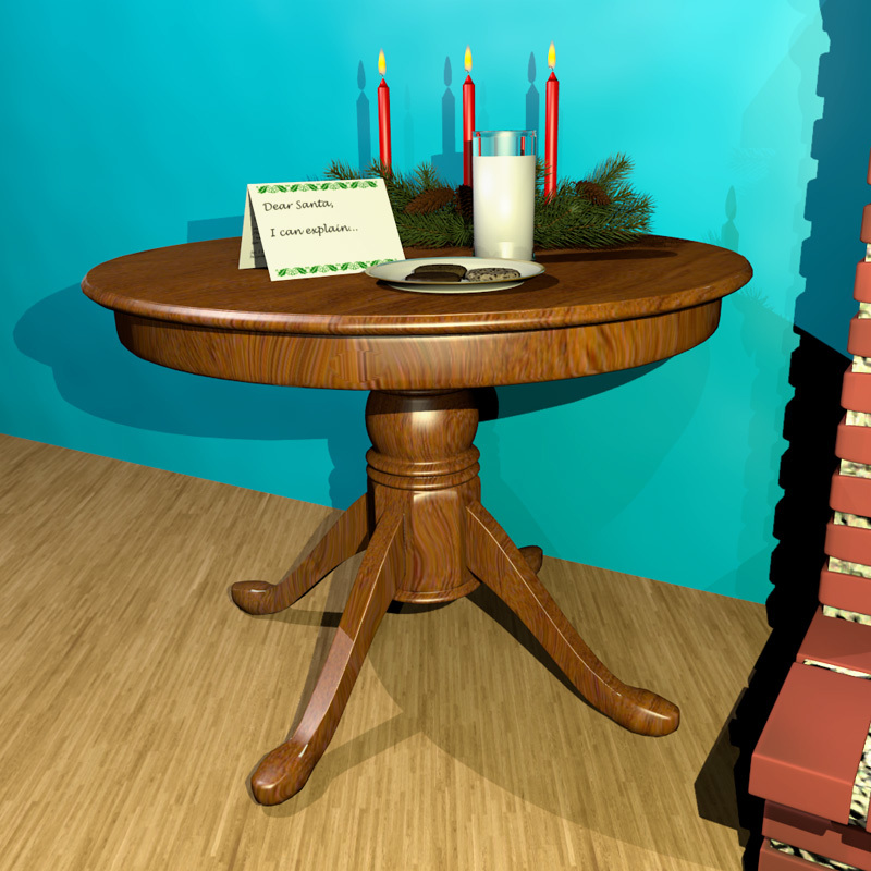 Pedestal Table with wood texture by N/A