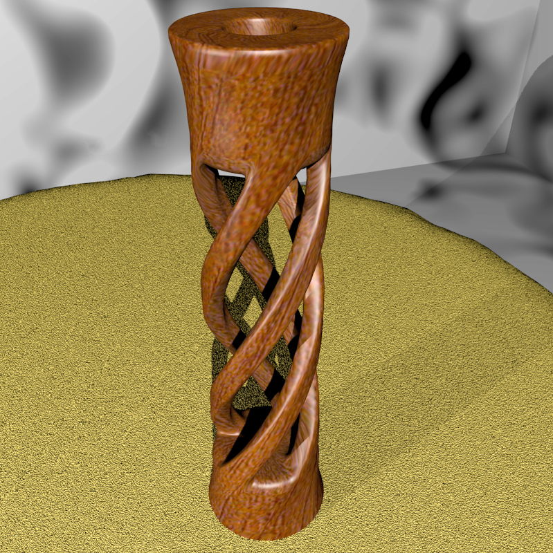 Twisted Candle Holder with candle and flame by N/A