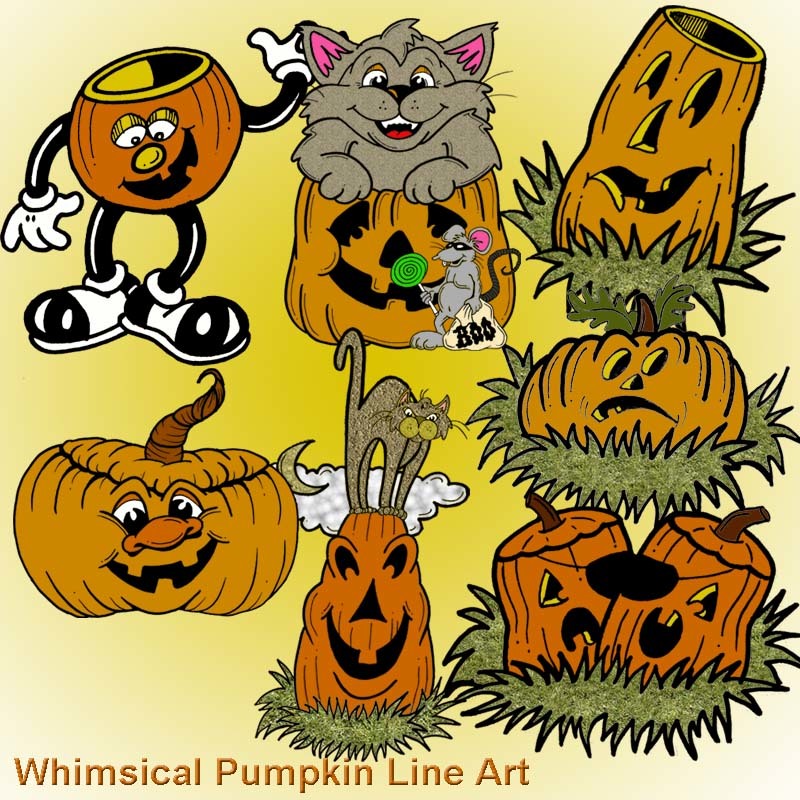 Halloween Pumpkin Line Art by N/A