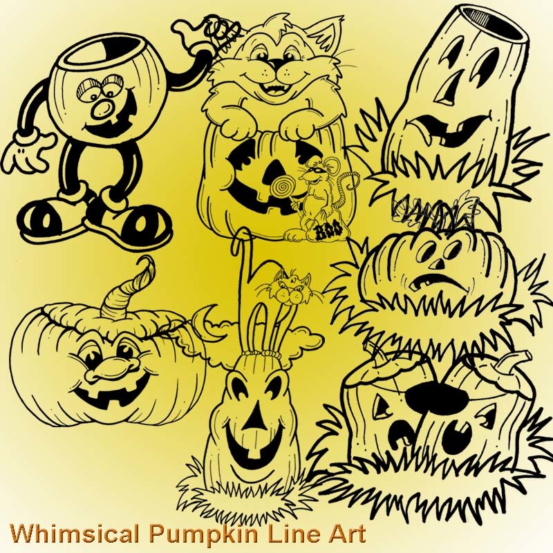 Halloween Pumpkin Line Art by N/A