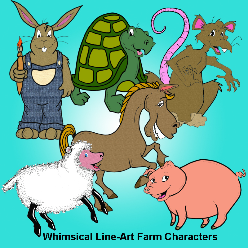 Farm Animal Line-Art Characters by N/A