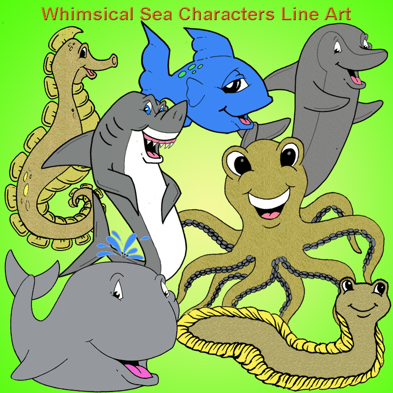 Line Art Sea Characters by N/A