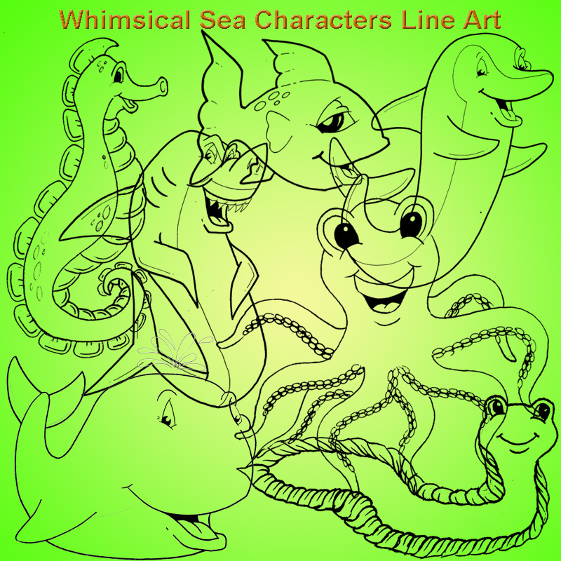 Line Art Sea Characters by N/A