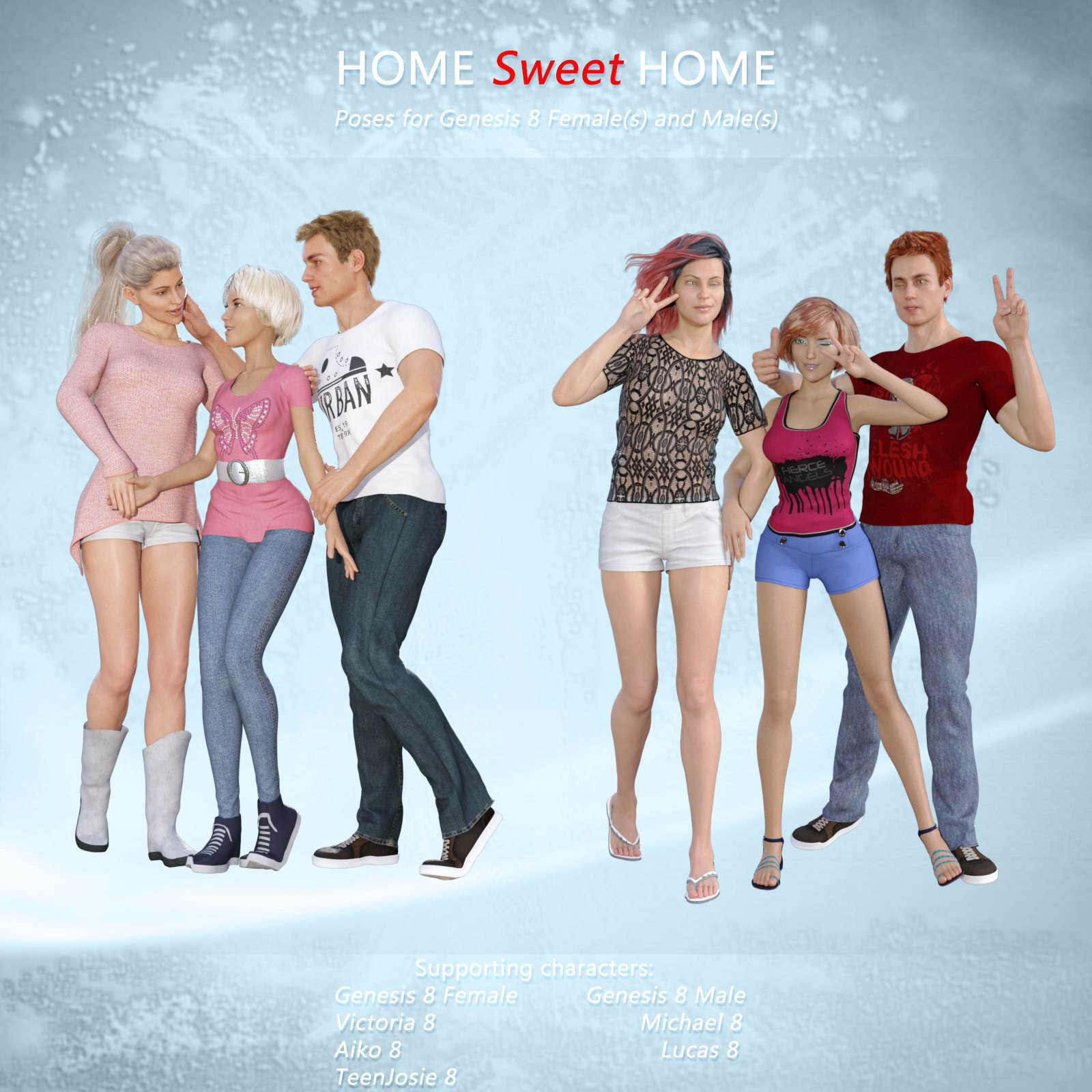Home Sweet Home Poses for Genesis 8 by N/A