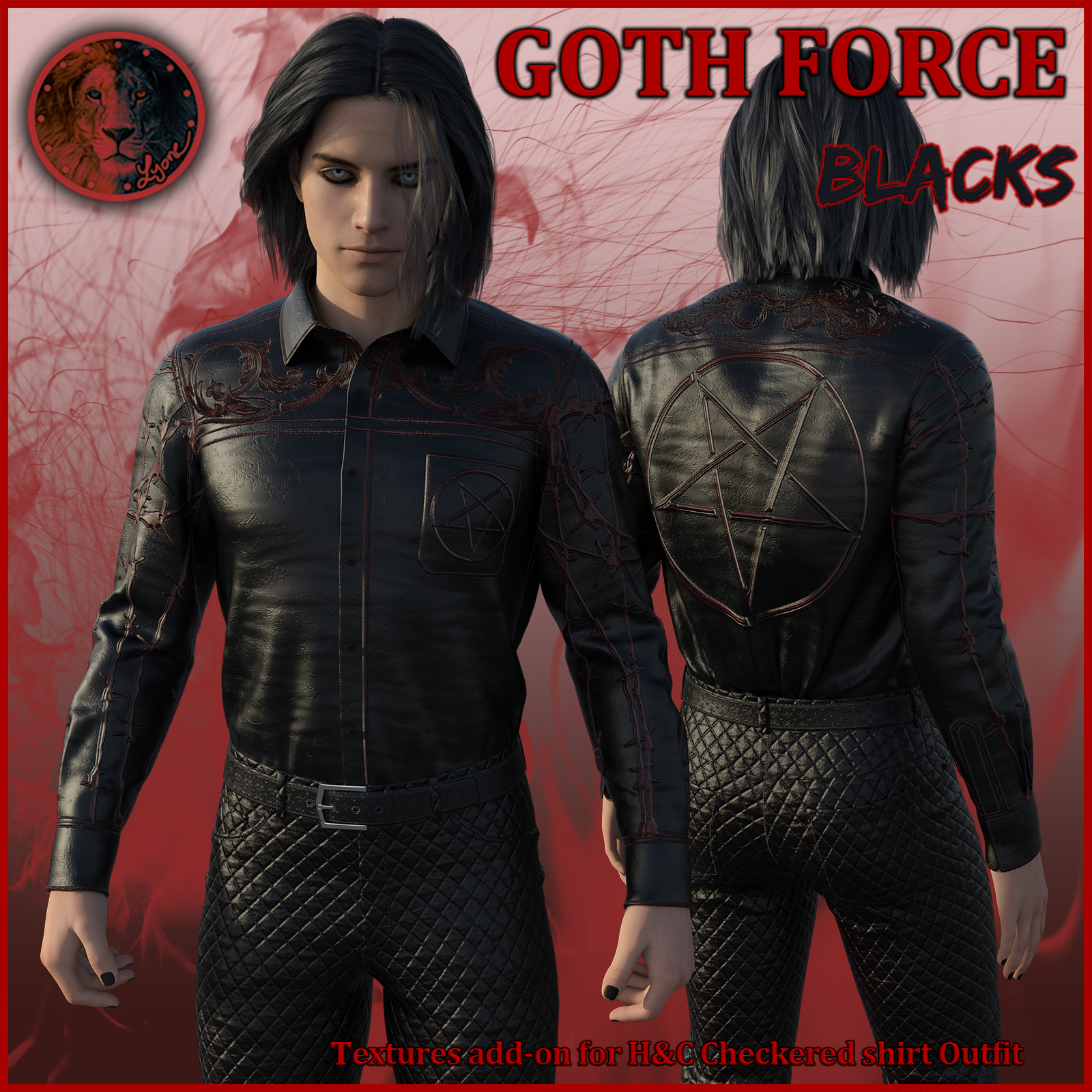 Goth Force blacks for H and C Checkered Shirt Outfit for G8M by N/A