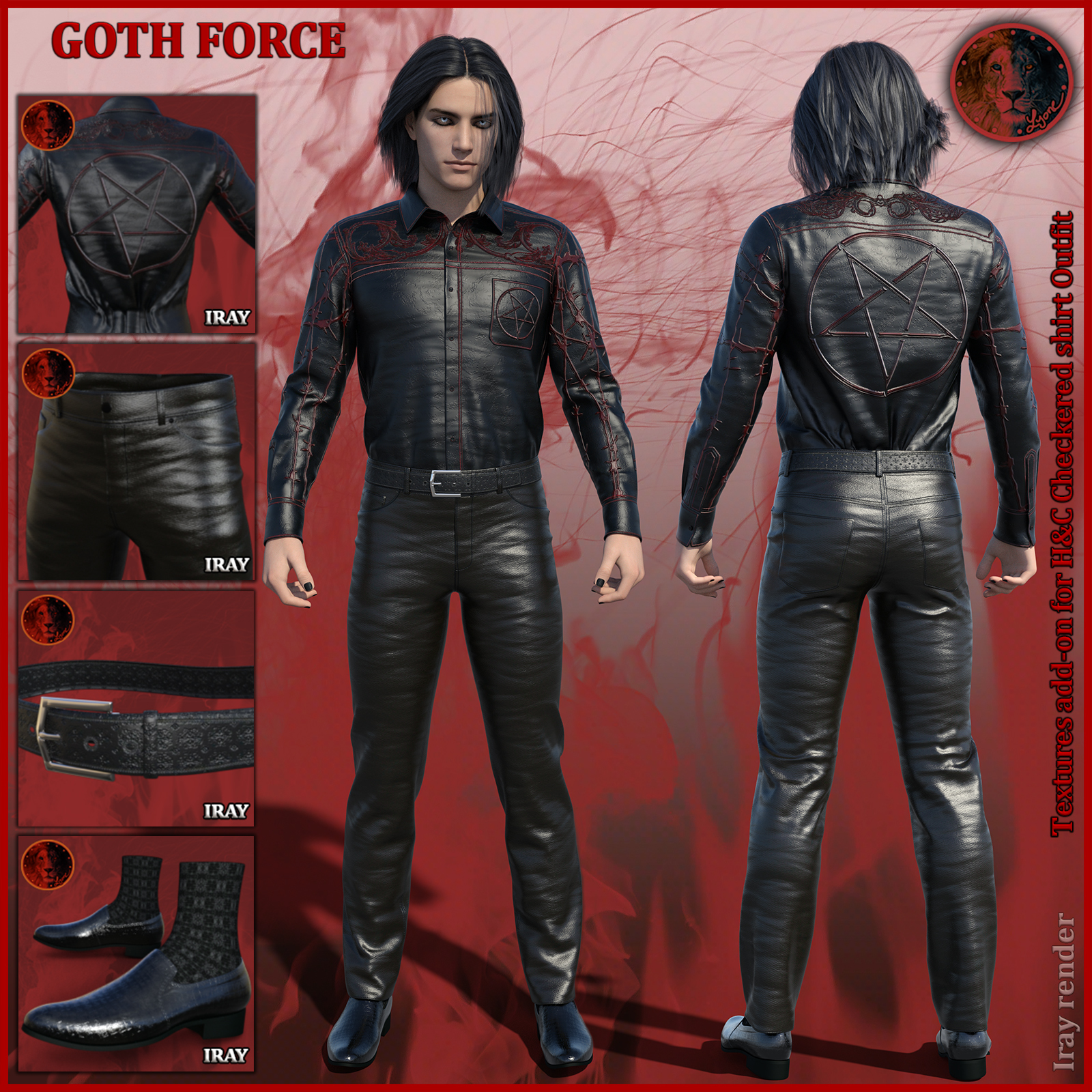 Goth Force blacks for H and C Checkered Shirt Outfit for G8M by N/A