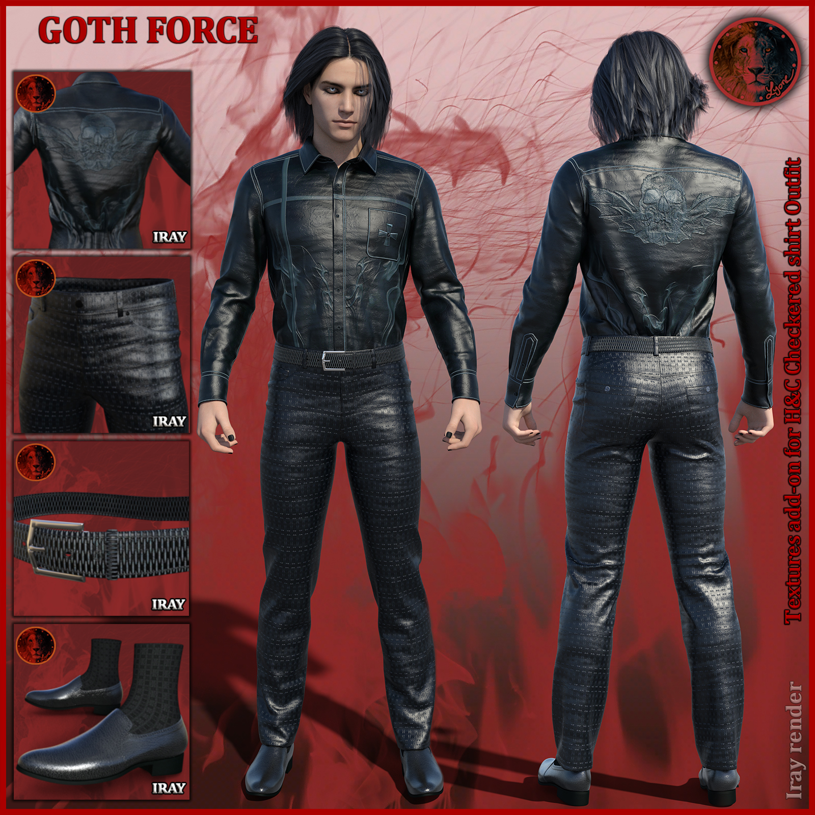 Goth Force blacks for H and C Checkered Shirt Outfit for G8M by N/A
