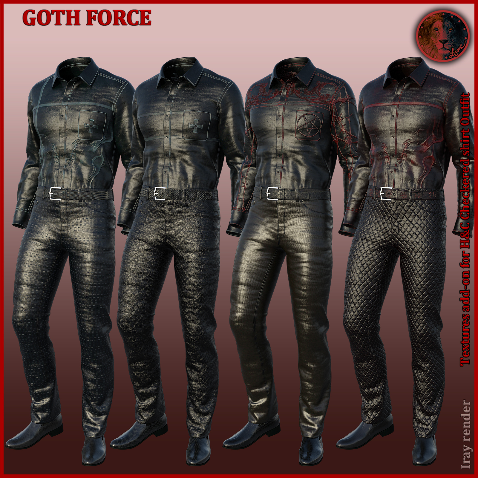 Goth Force blacks for H and C Checkered Shirt Outfit for G8M by N/A