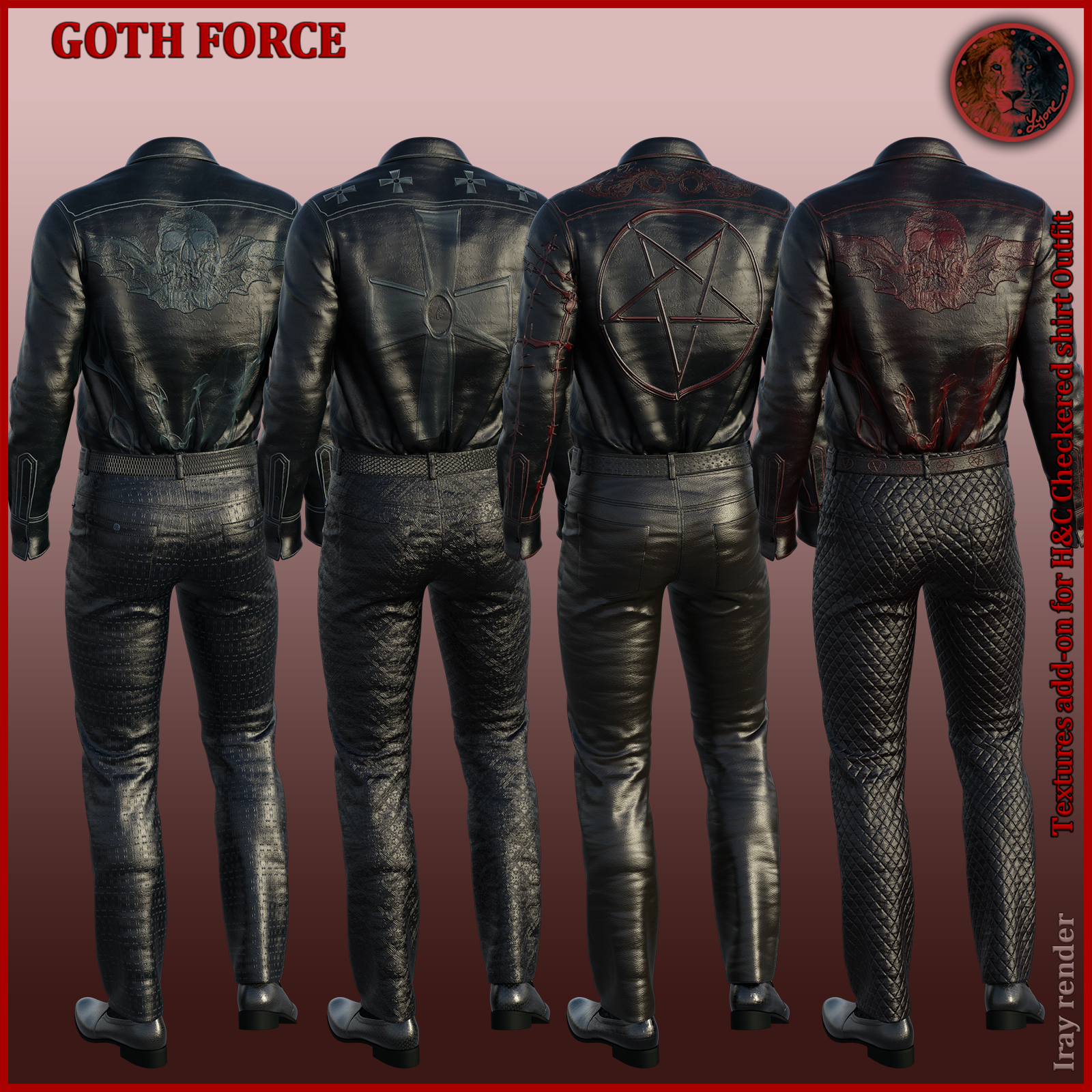 Goth Force blacks for H and C Checkered Shirt Outfit for G8M by N/A