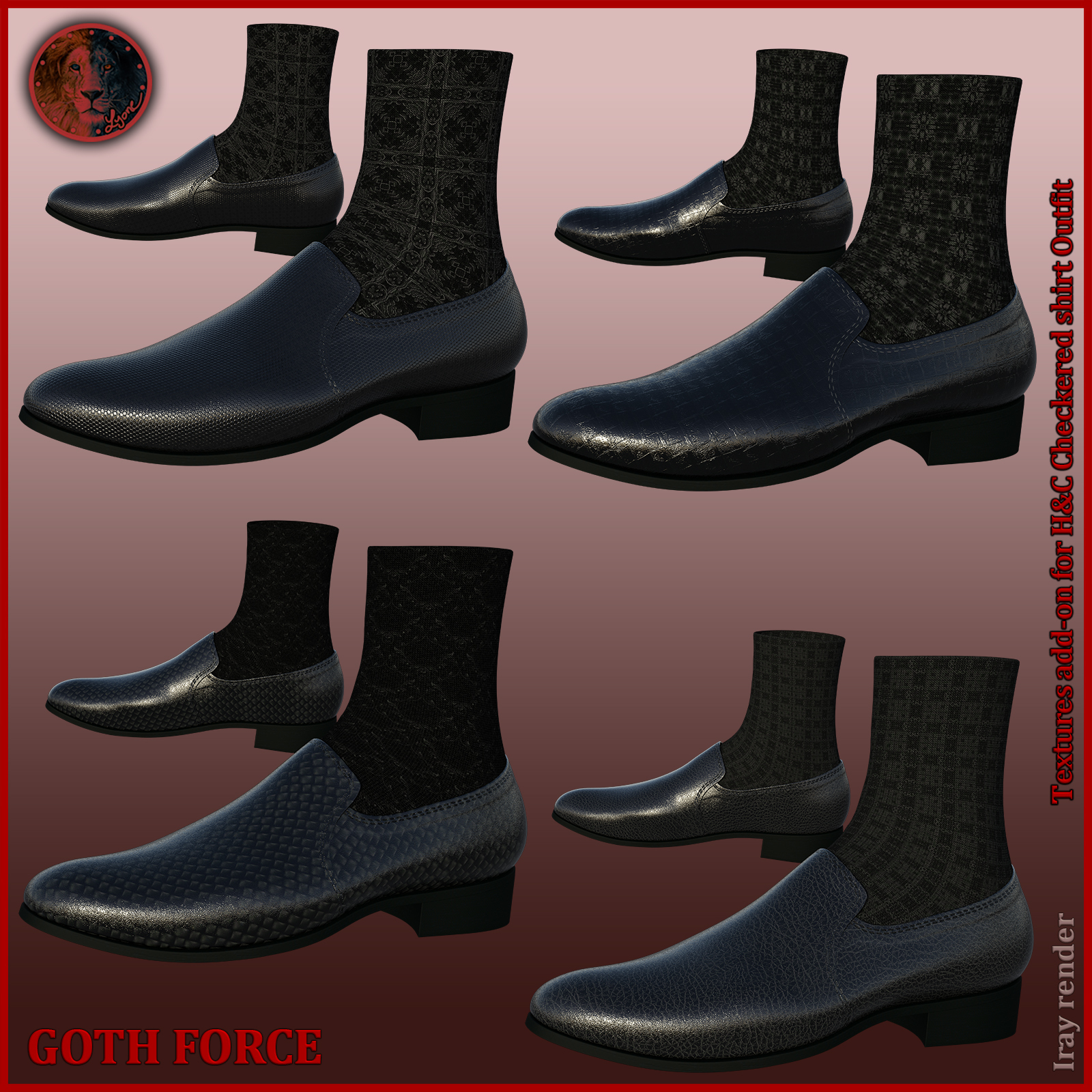 Goth Force blacks for H and C Checkered Shirt Outfit for G8M by N/A