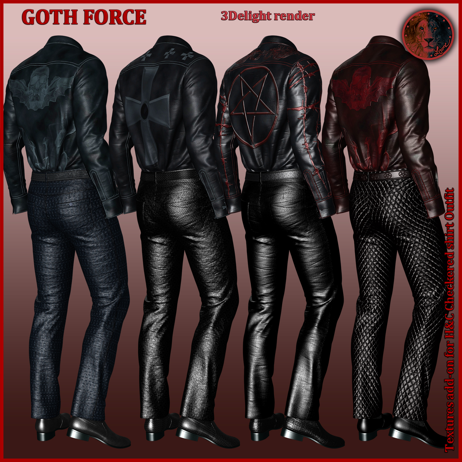 Goth Force blacks for H and C Checkered Shirt Outfit for G8M by N/A