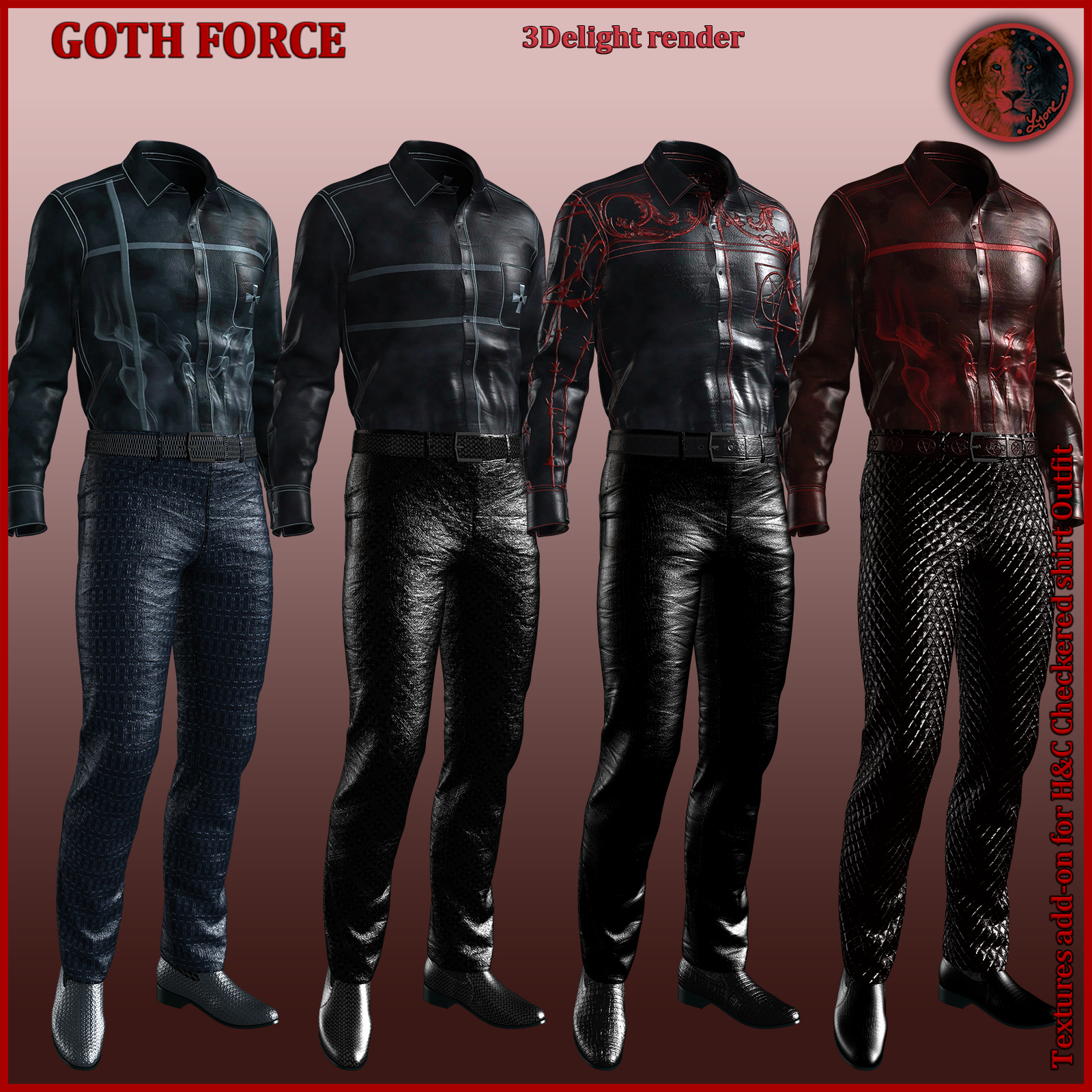 Goth Force blacks for H and C Checkered Shirt Outfit for G8M by N/A