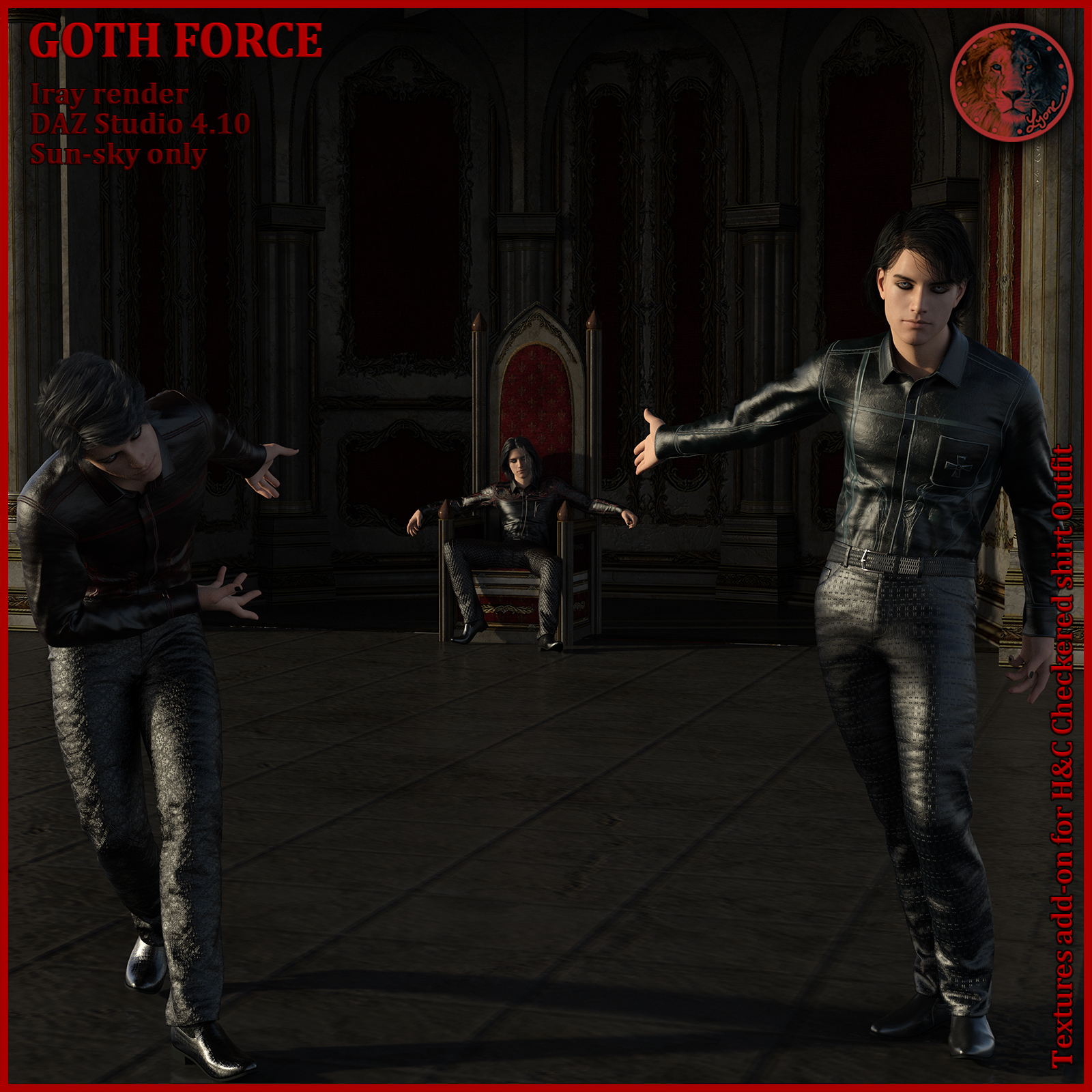 Goth Force blacks for H and C Checkered Shirt Outfit for G8M by N/A