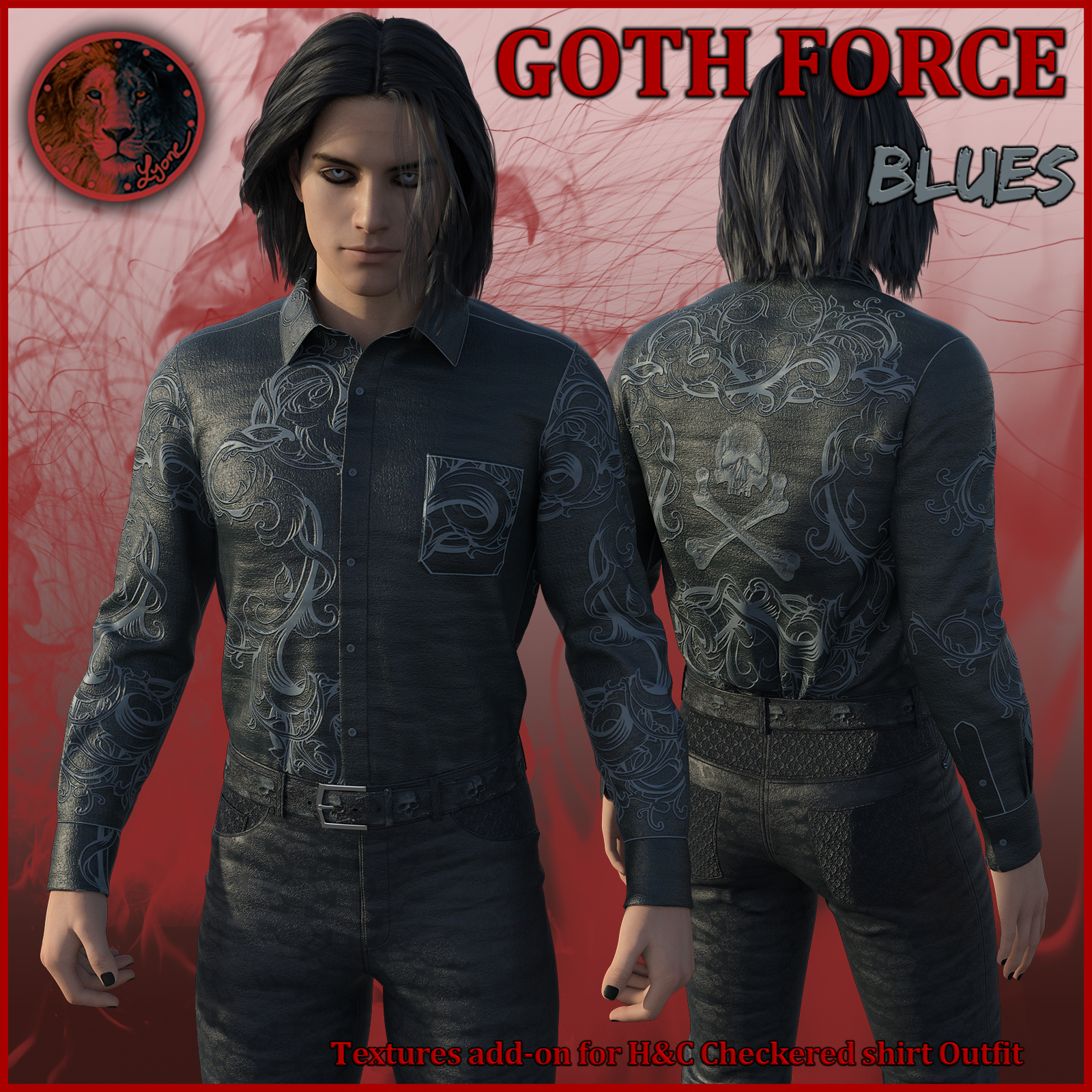 Goth Force blues for H and C Checkered Shirt Outfit for G8M by N/A