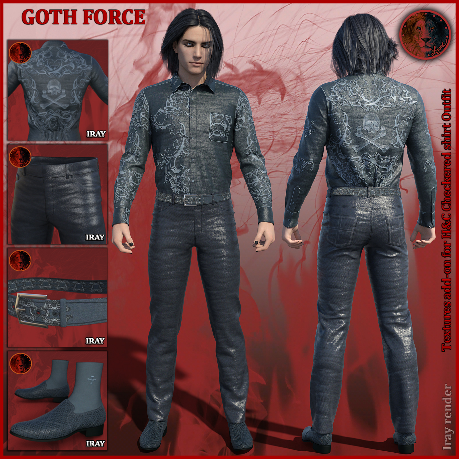 Goth Force blues for H and C Checkered Shirt Outfit for G8M by N/A